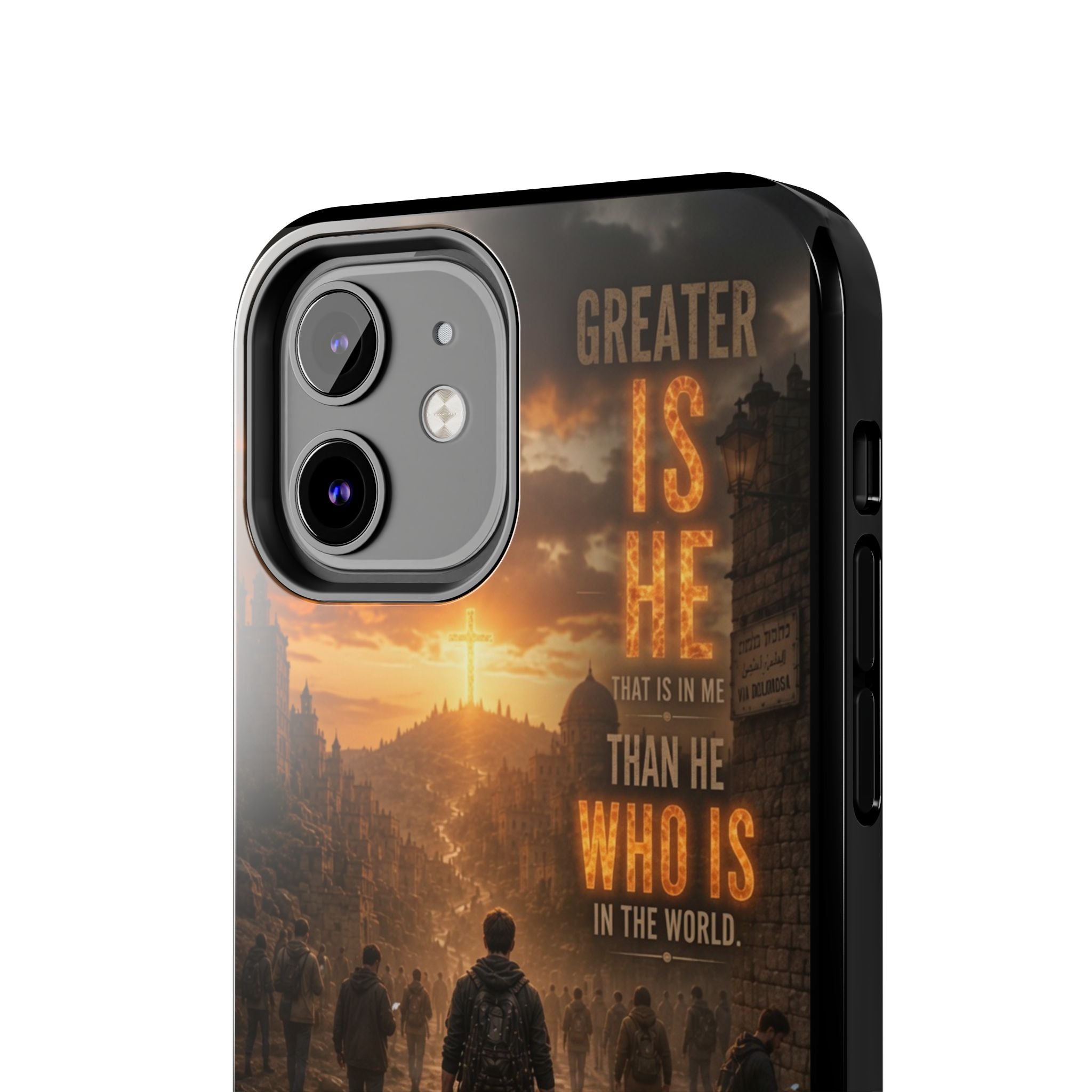 Greater Is He | 1 John 4:4 Christian Phone Case – Scripture Art Tough Case