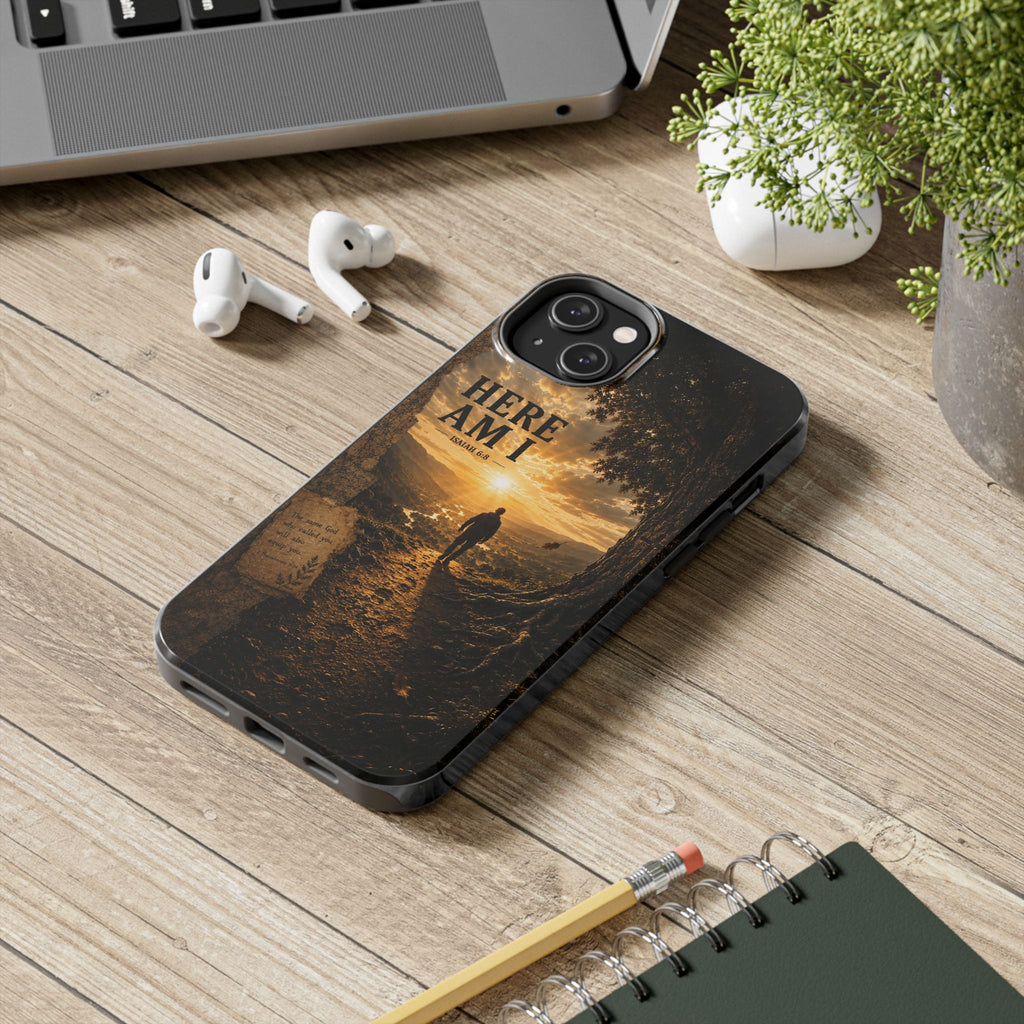Here Am I | Isaiah 6:8 Christian Phone Case – Premium Scripture Art Tough Case