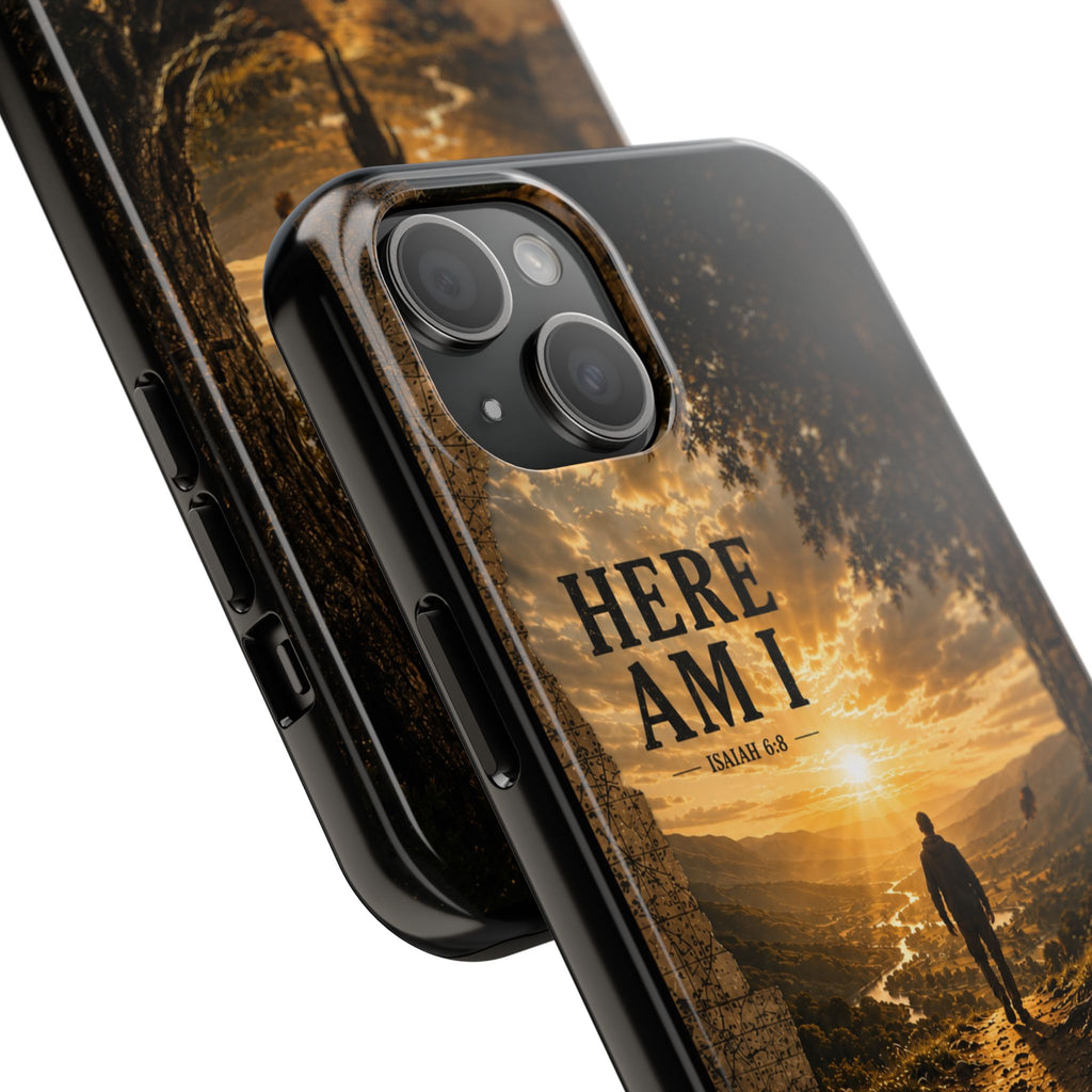 Here Am I | Isaiah 6:8 Christian Phone Case – Premium Scripture Art Tough Case