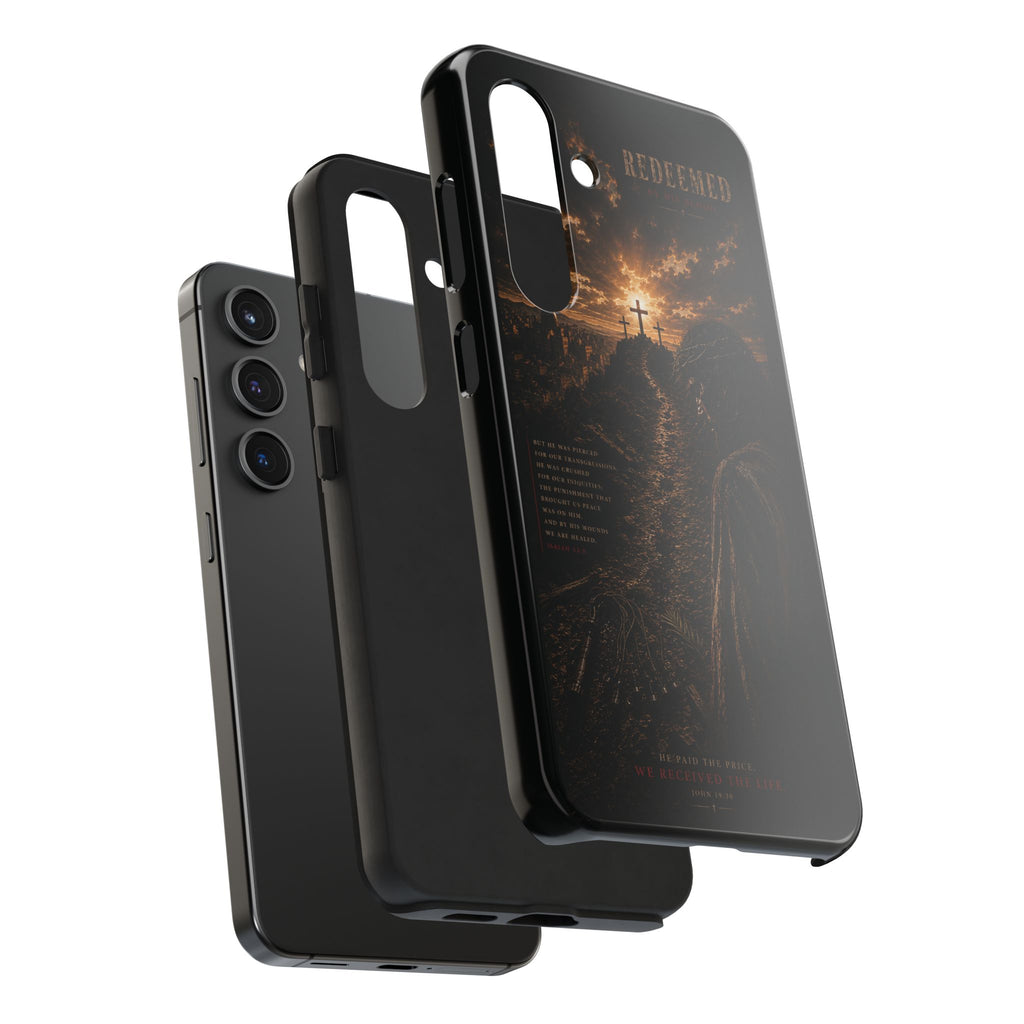 Redeemed | By His Blood Christian Phone Case – Premium Scripture Art Tough Case