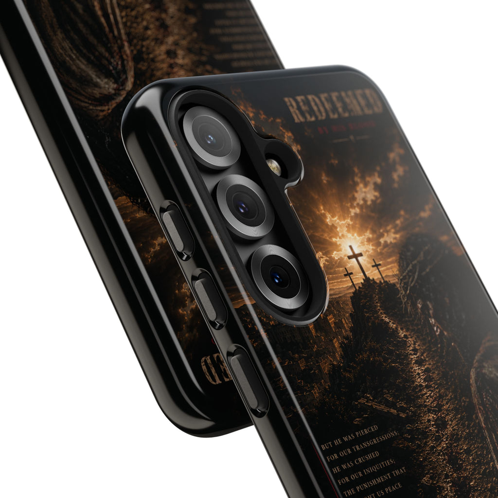 Redeemed | By His Blood Christian Phone Case – Premium Scripture Art Tough Case