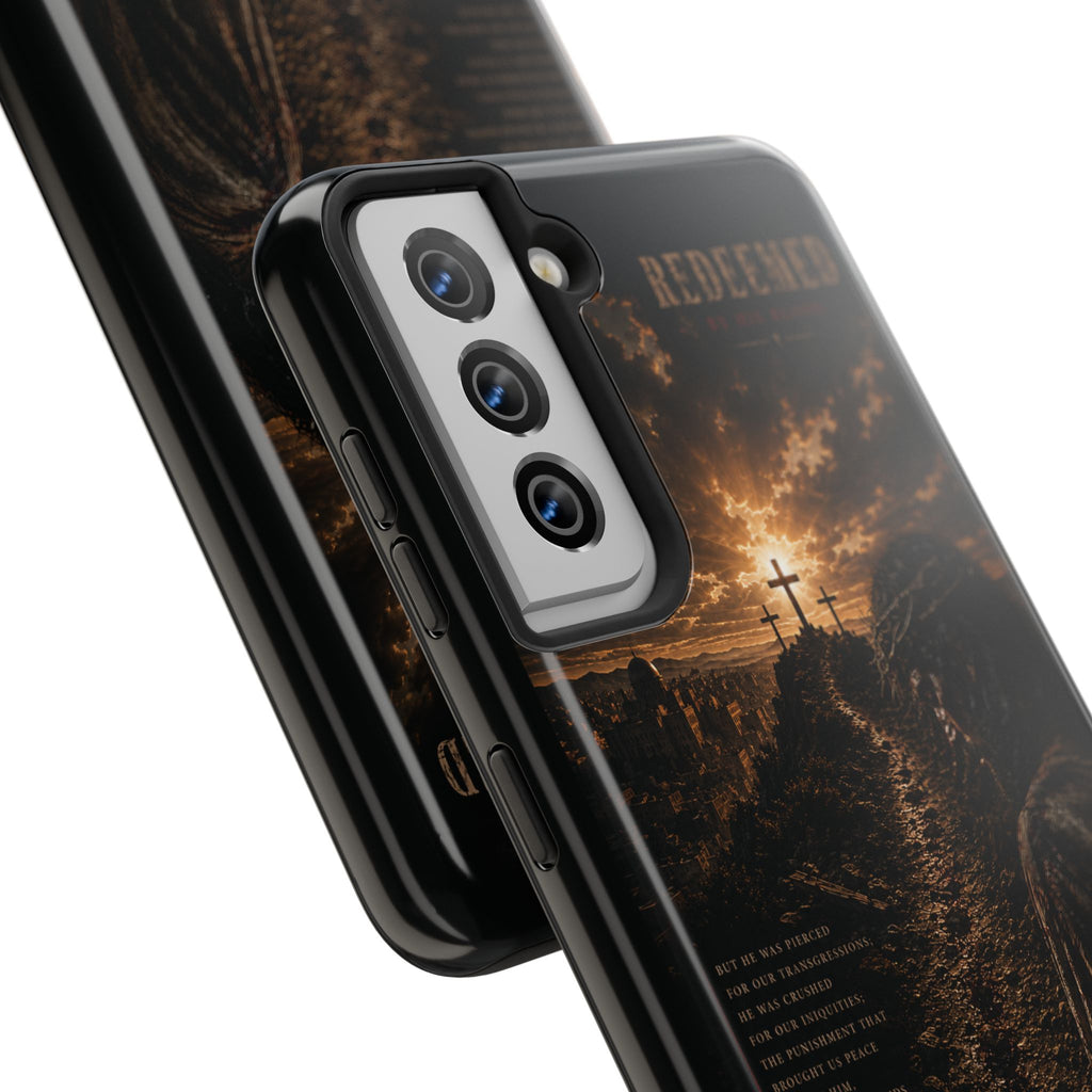 Redeemed | By His Blood Christian Phone Case – Premium Scripture Art Tough Case