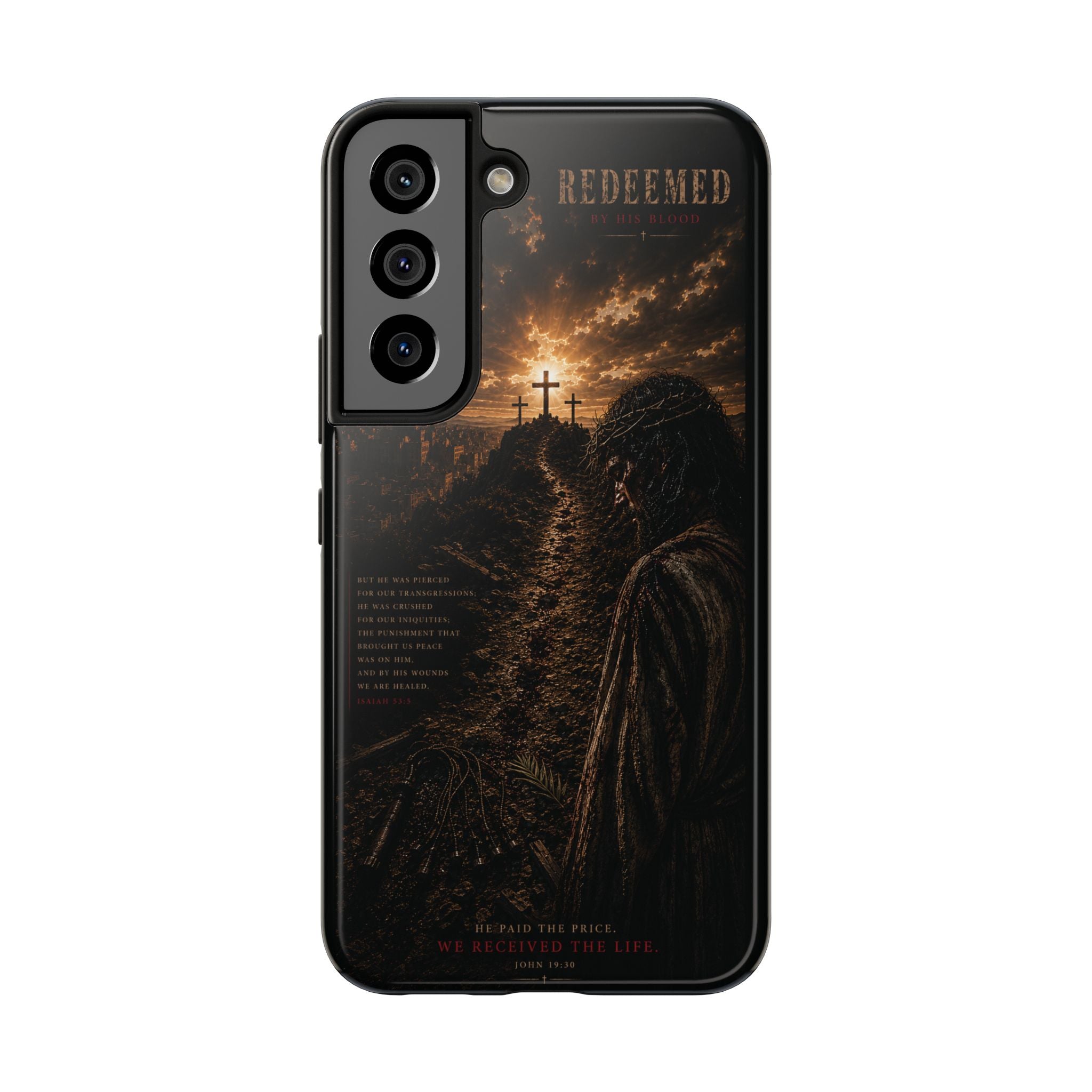 Redeemed | By His Blood Christian Phone Case – Premium Scripture Art Tough Case