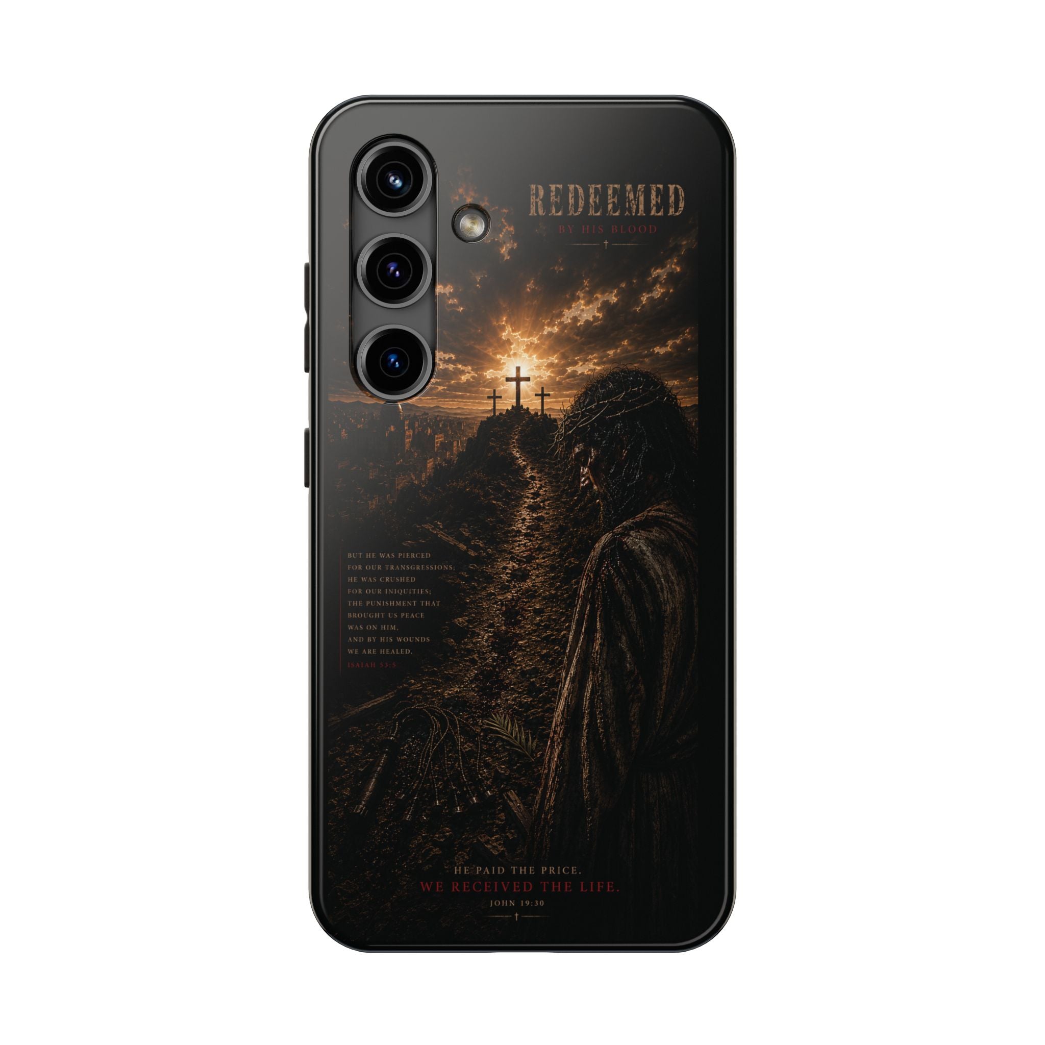 Redeemed | By His Blood Christian Phone Case – Premium Scripture Art Tough Case