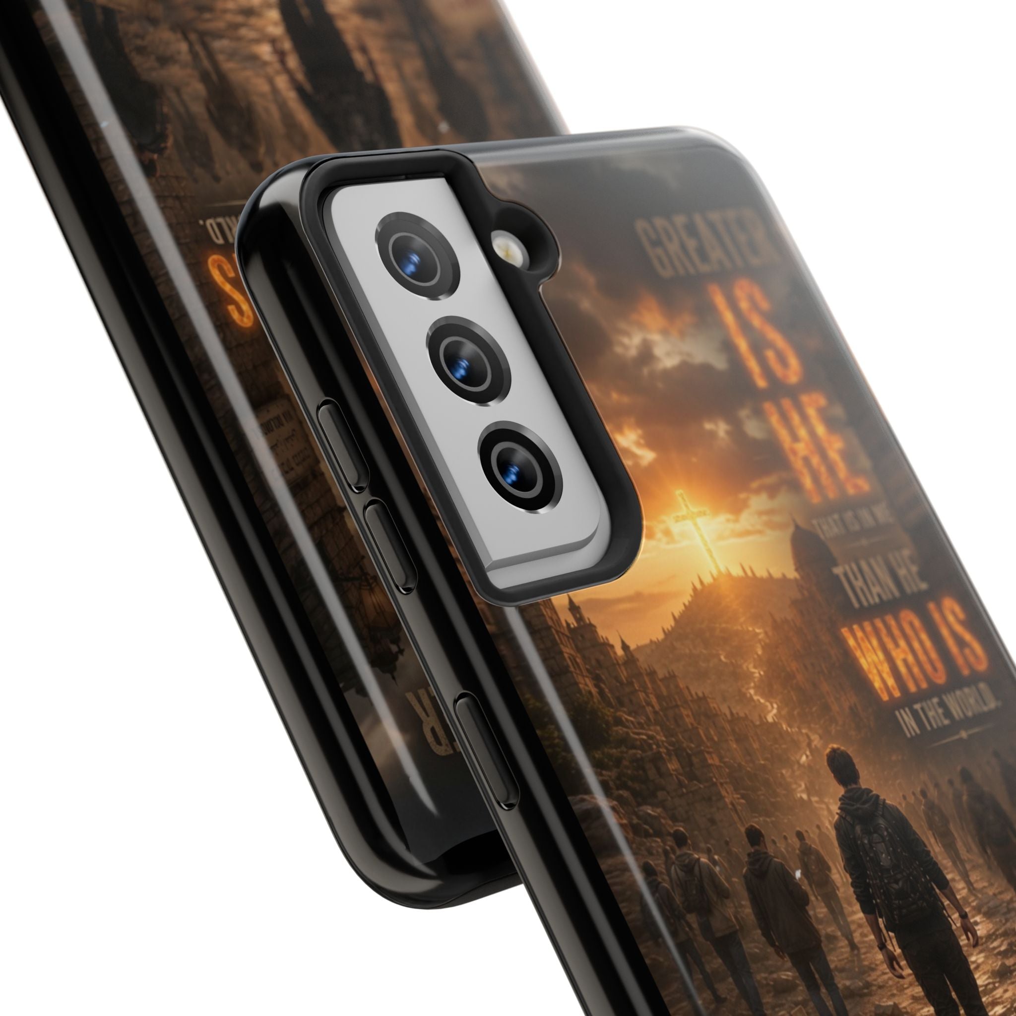 Greater Is He | 1 John 4:4 Christian Phone Case – Scripture Art Tough Case