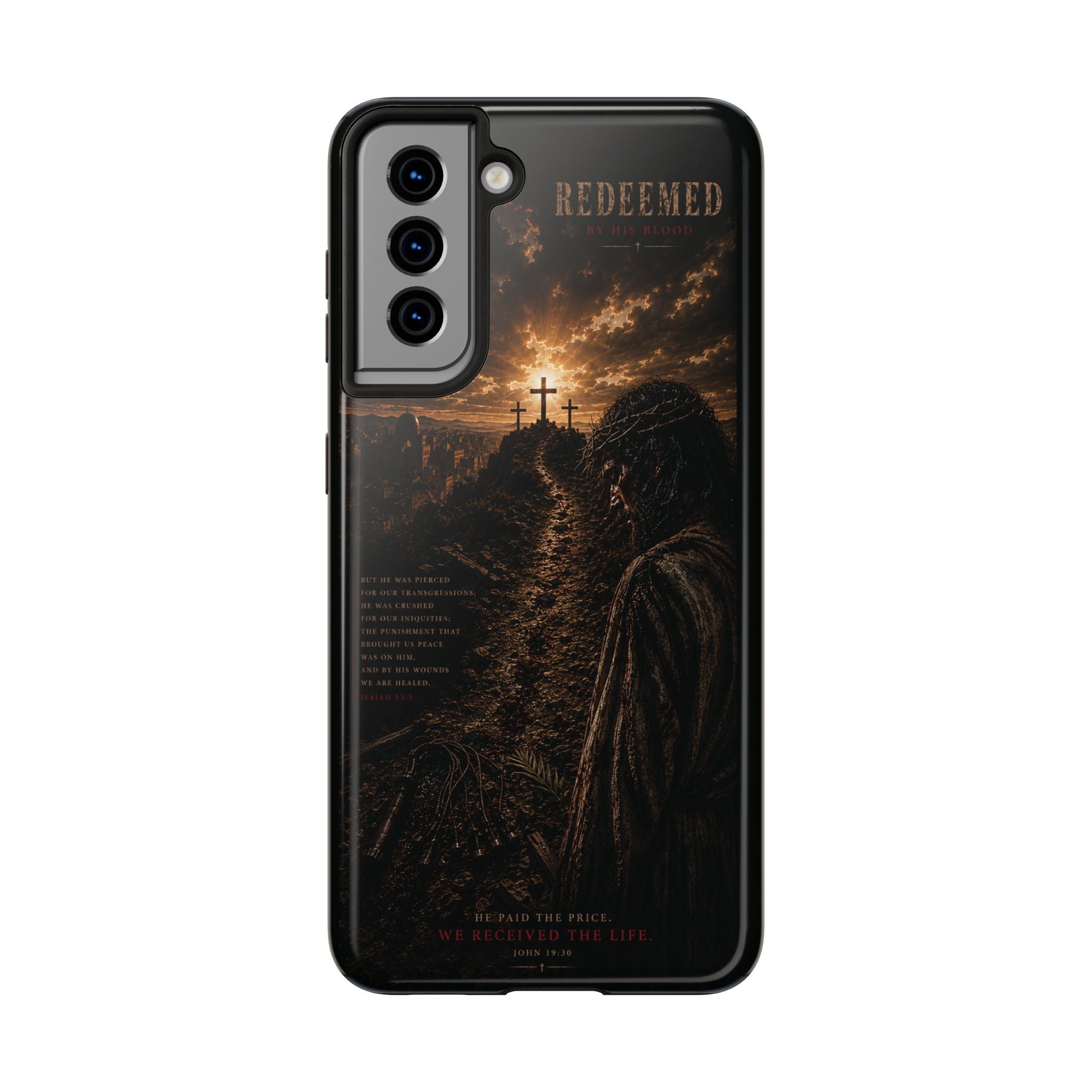 Redeemed | By His Blood Christian Phone Case – Premium Scripture Art Tough Case