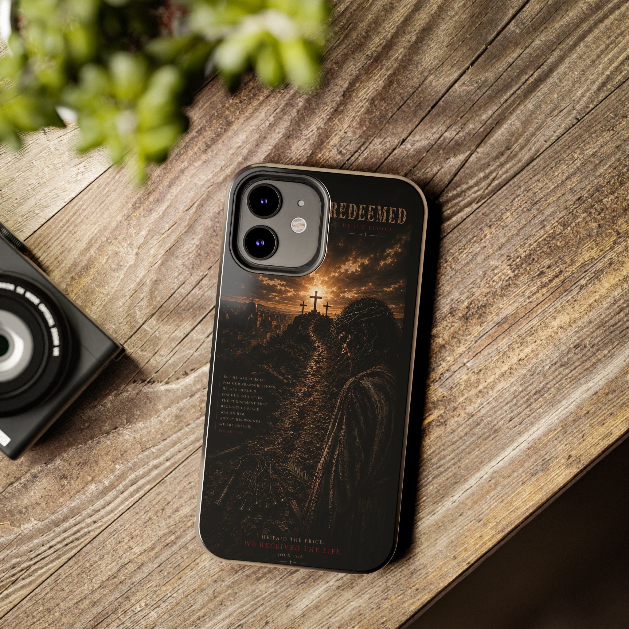 Redeemed | By His Blood Christian Phone Case – Premium Scripture Art Tough Case