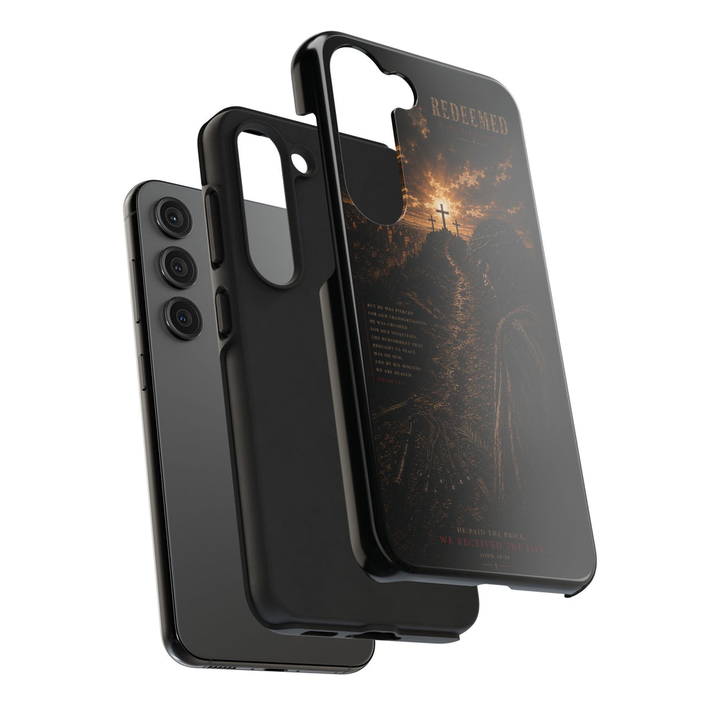 Redeemed | By His Blood Christian Phone Case – Premium Scripture Art Tough Case