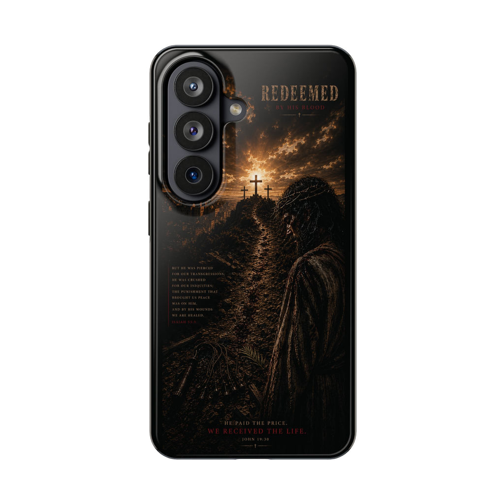 Redeemed | By His Blood Christian Phone Case – Premium Scripture Art Tough Case