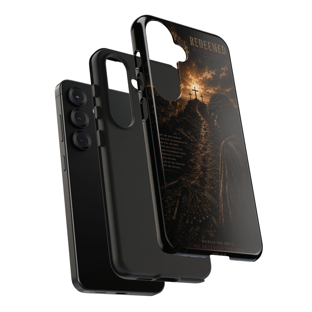Redeemed | By His Blood Christian Phone Case – Premium Scripture Art Tough Case