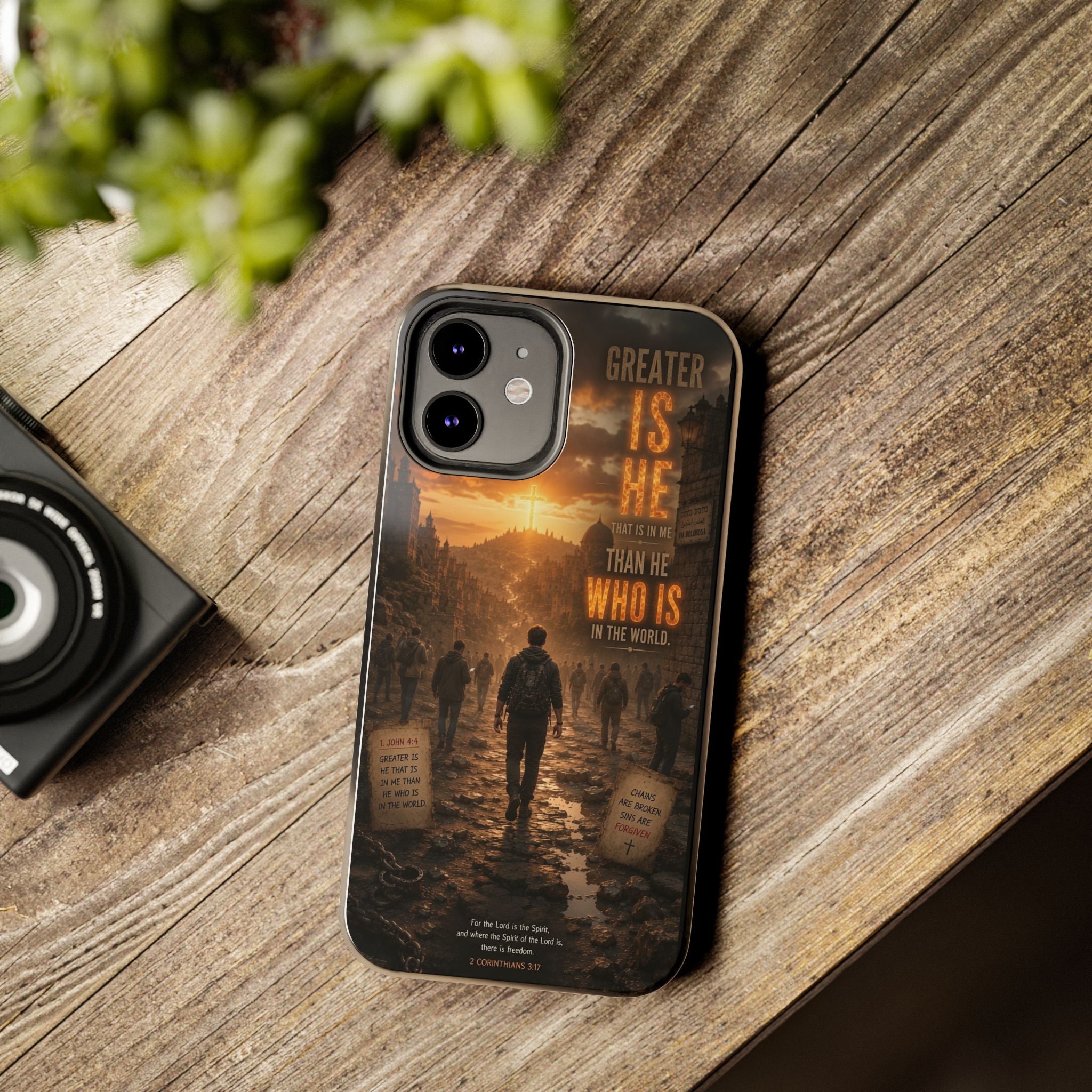 Greater Is He | 1 John 4:4 Christian Phone Case – Scripture Art Tough Case