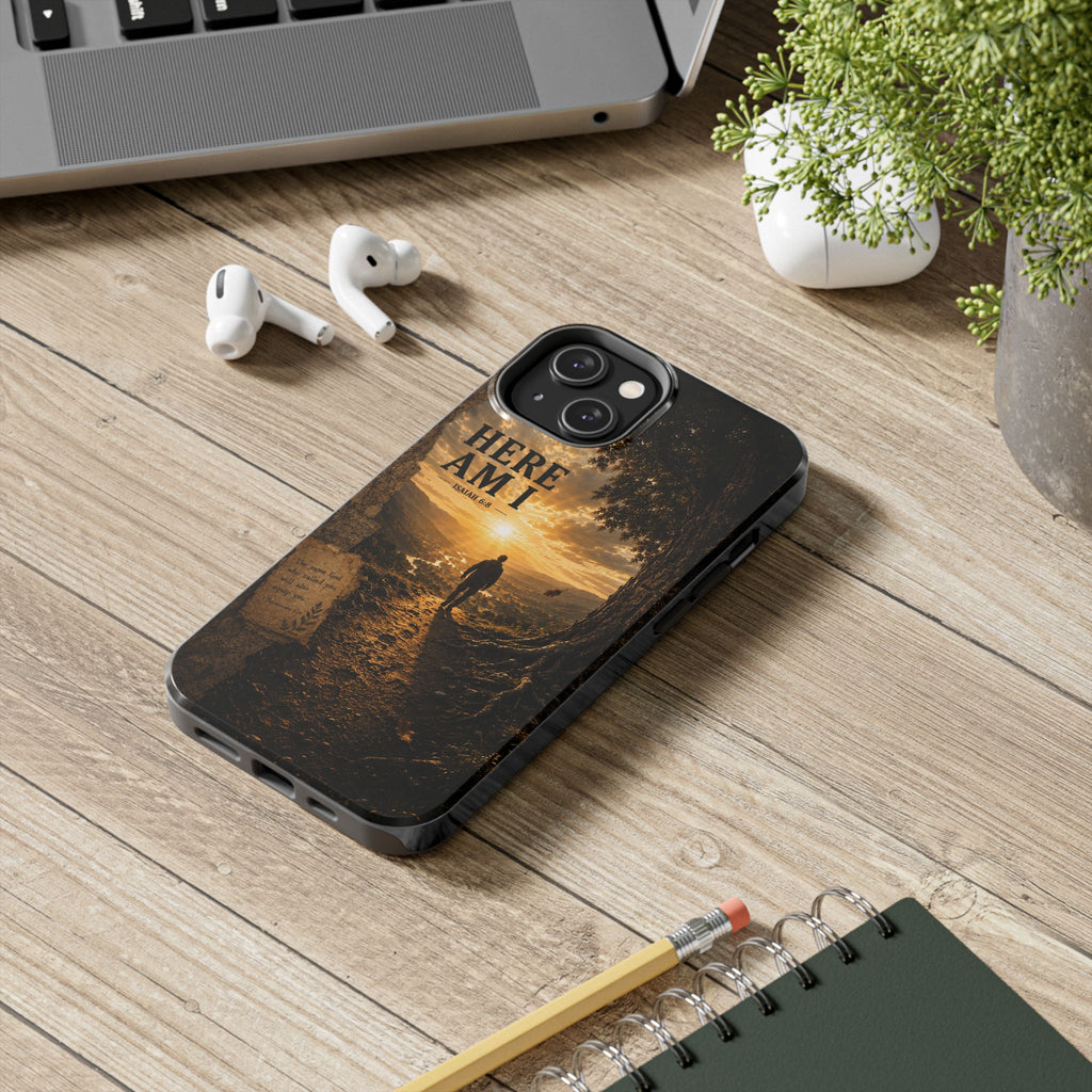 Here Am I | Isaiah 6:8 Christian Phone Case – Premium Scripture Art Tough Case