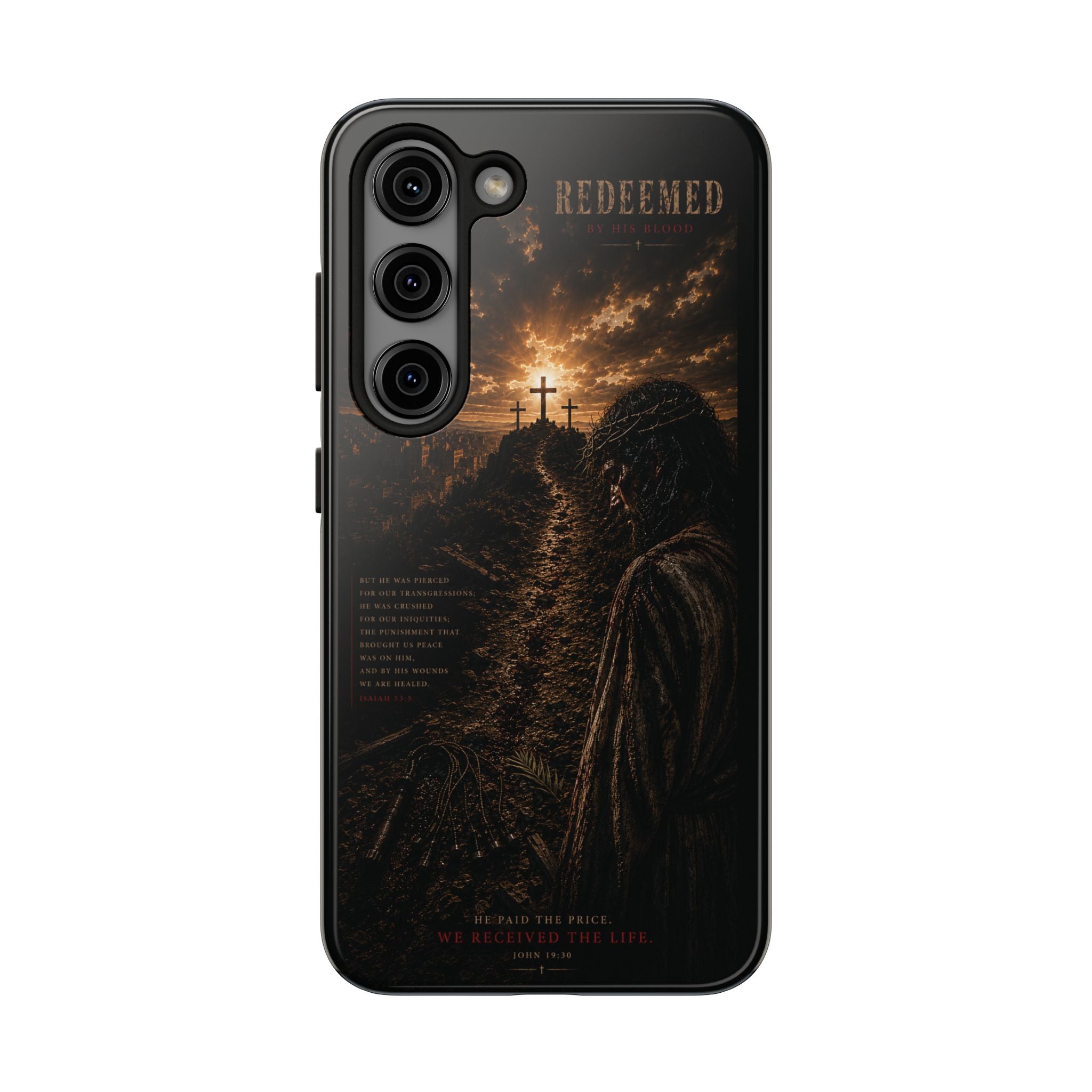 Redeemed | By His Blood Christian Phone Case – Premium Scripture Art Tough Case