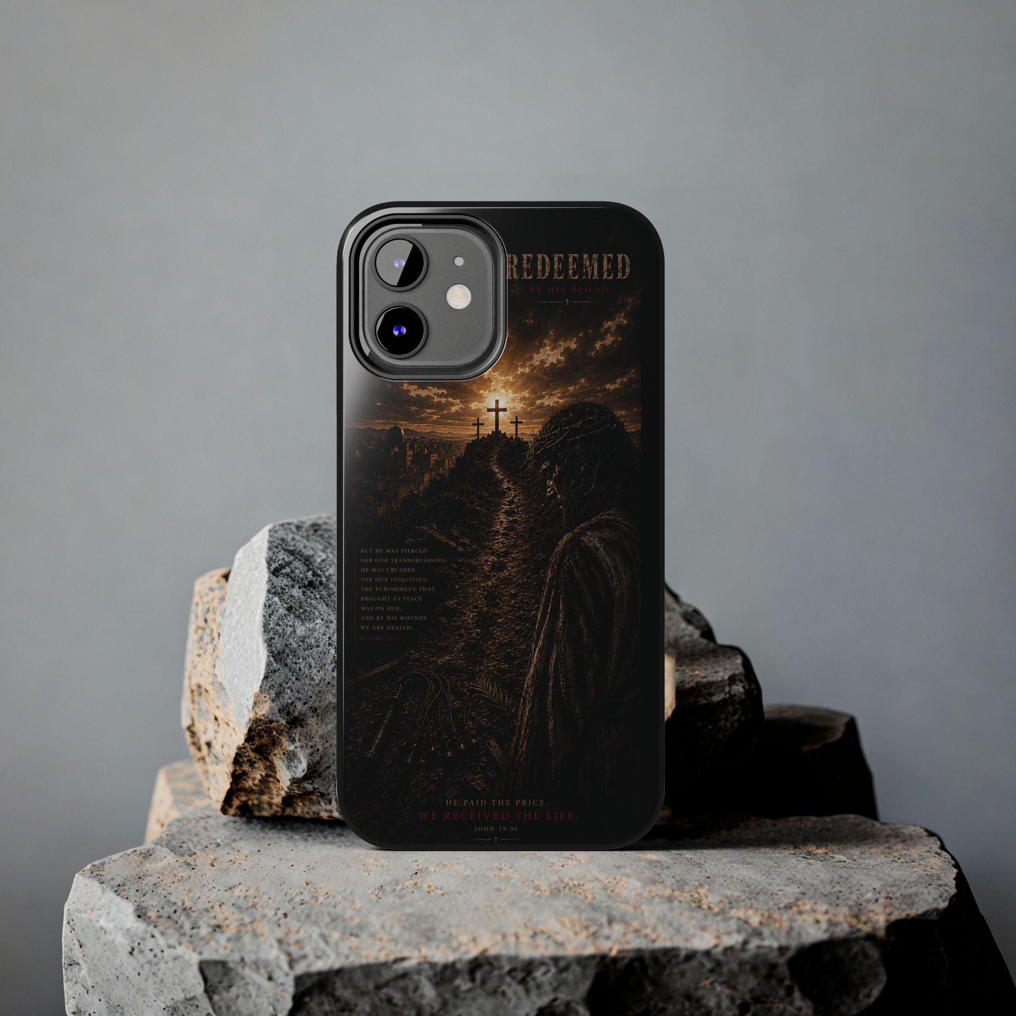 Redeemed | By His Blood Christian Phone Case – Premium Scripture Art Tough Case