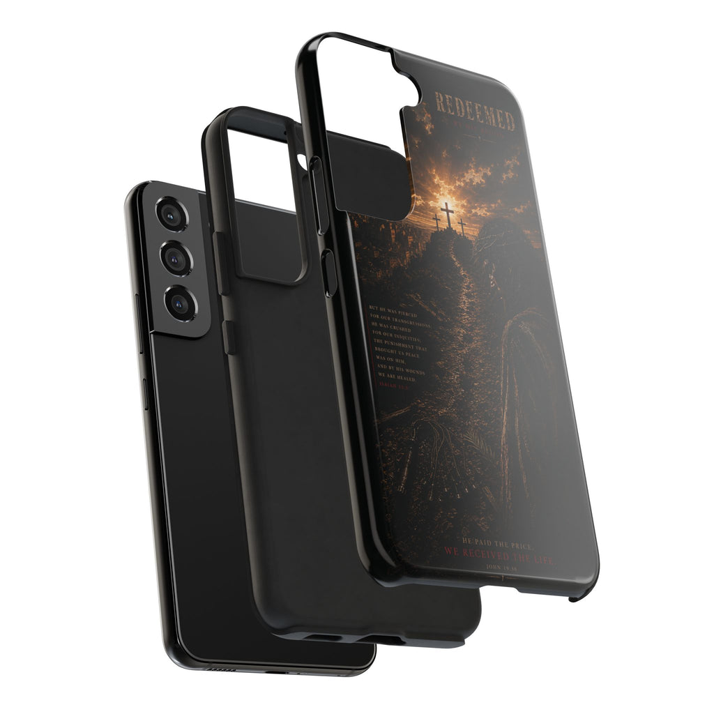 Redeemed | By His Blood Christian Phone Case – Premium Scripture Art Tough Case