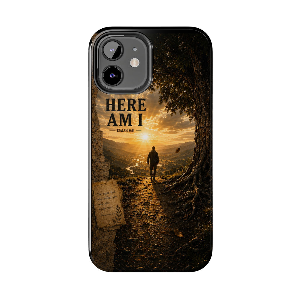 Here Am I | Isaiah 6:8 Christian Phone Case – Premium Scripture Art Tough Case