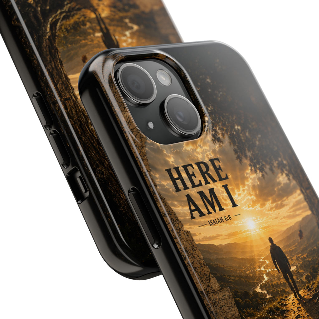 Here Am I | Isaiah 6:8 Christian Phone Case – Premium Scripture Art Tough Case