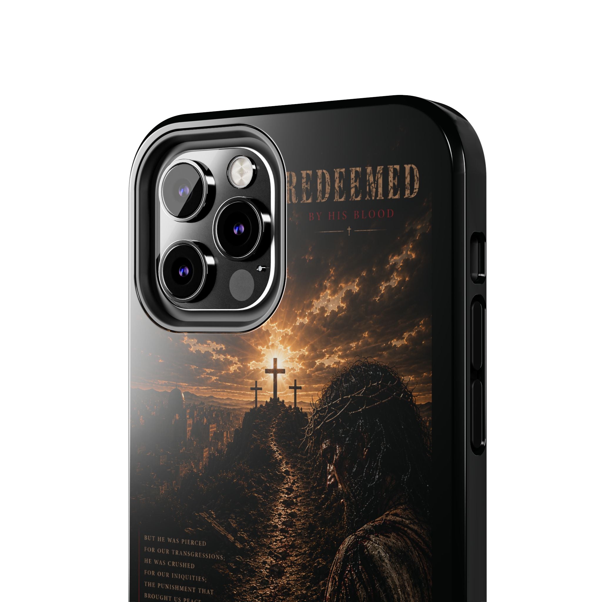 Redeemed | By His Blood Christian Phone Case – Premium Scripture Art Tough Case