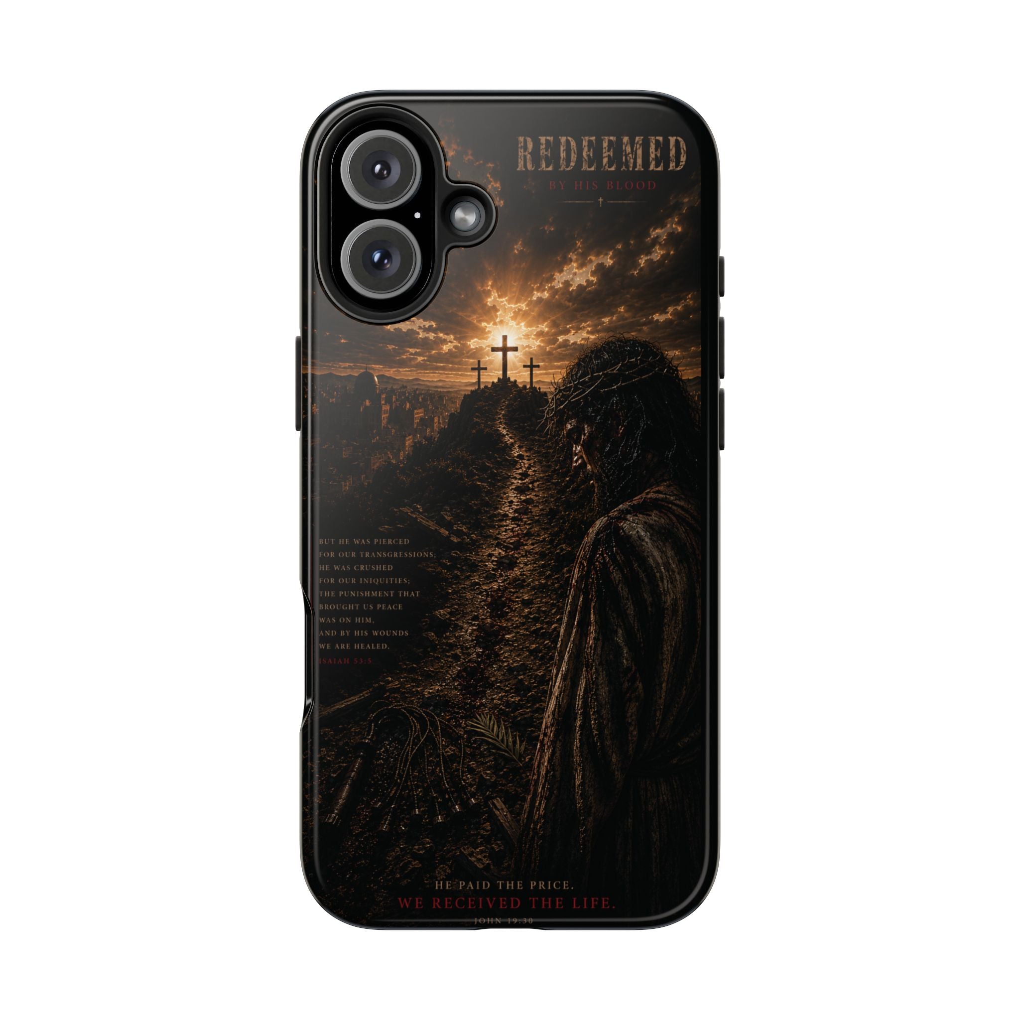 Redeemed | By His Blood Christian Phone Case – Premium Scripture Art Tough Case